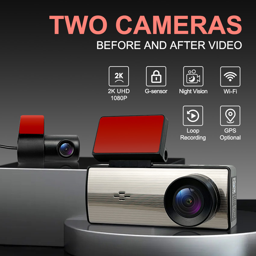 Dash Cam 2K Dual Lens - 3,16 Zoll IPS WIFI UHD 2K