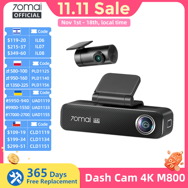 Dash Cam 4K Sony Starvis - 70mai Dashcam 4K M800 2160P EMMC