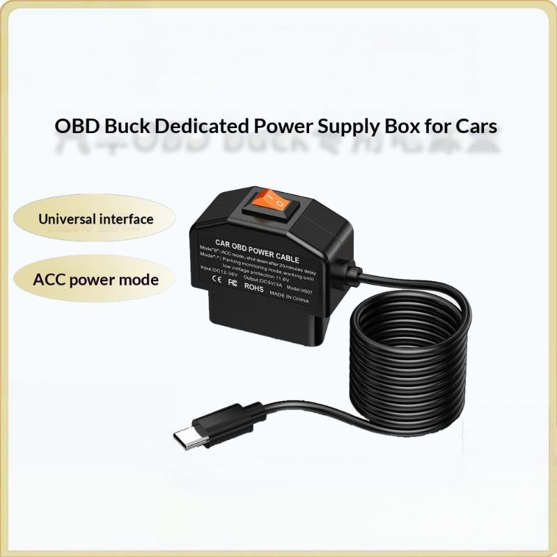 Dash Cam Hardwire Kit - OBD-Hardwire-Stromversorgungsset für Dashcam mit Typ-C-Anschluss, Parkmodus-Unterstützung,