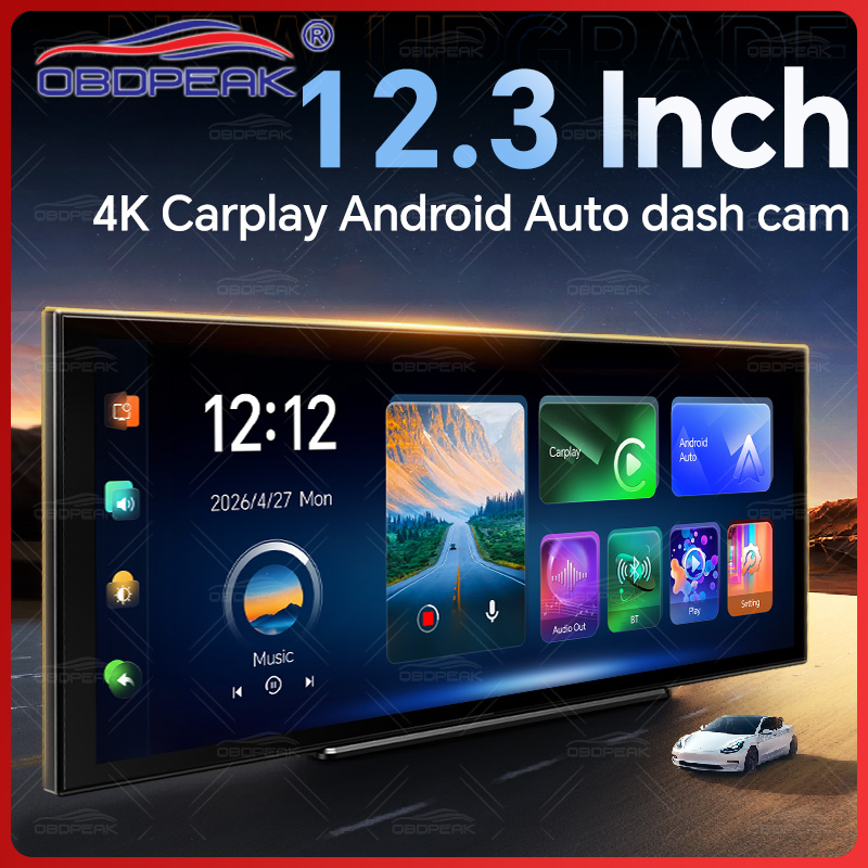 Dual Dash Cam With Gps Wifi - 12,3