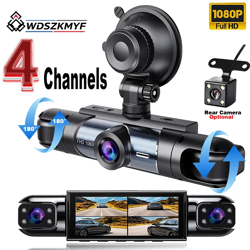 Dash Cam 3 Channel 1080P - HD 1080P 3/4-Kanal Dashcam Auto-Blackbox Fahrkamera