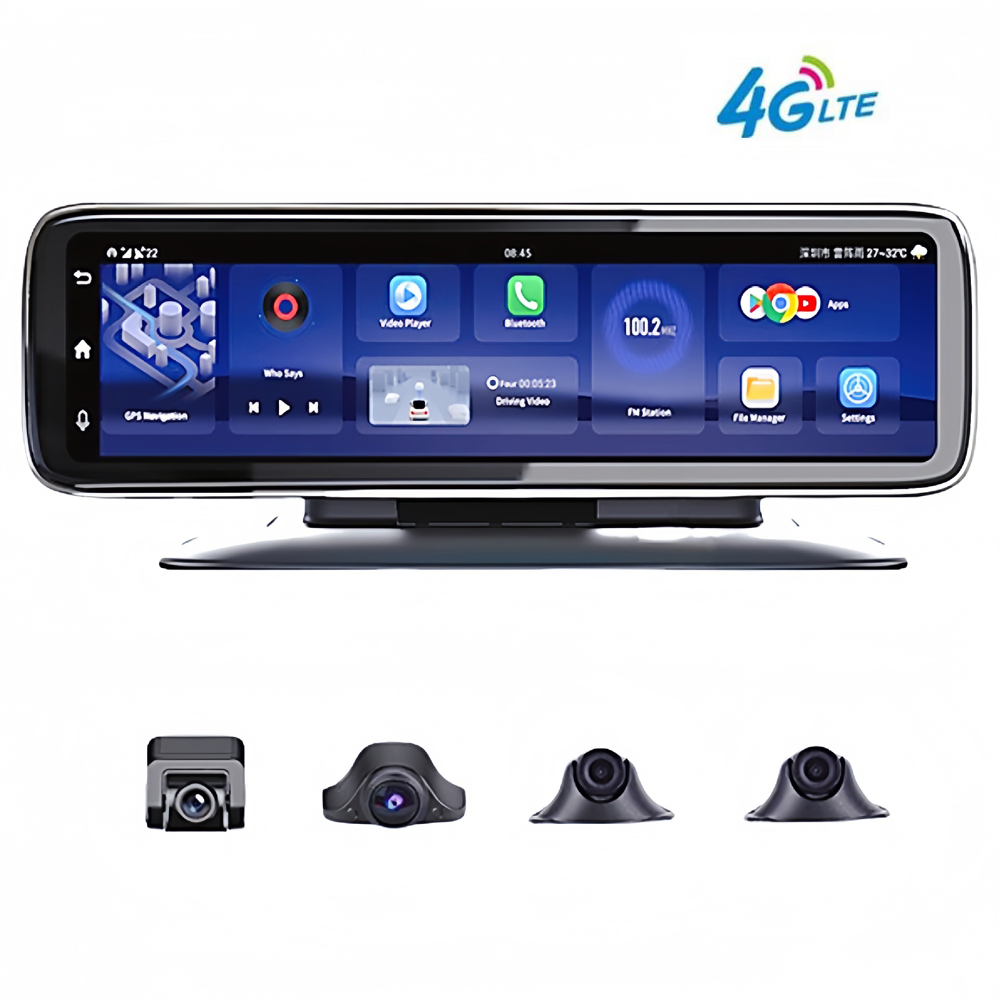 Dash Cam Rear View Mirror 12 Inch - 12 Zoll Touch-Auto-Rückspiegel mit 4 Kameras,