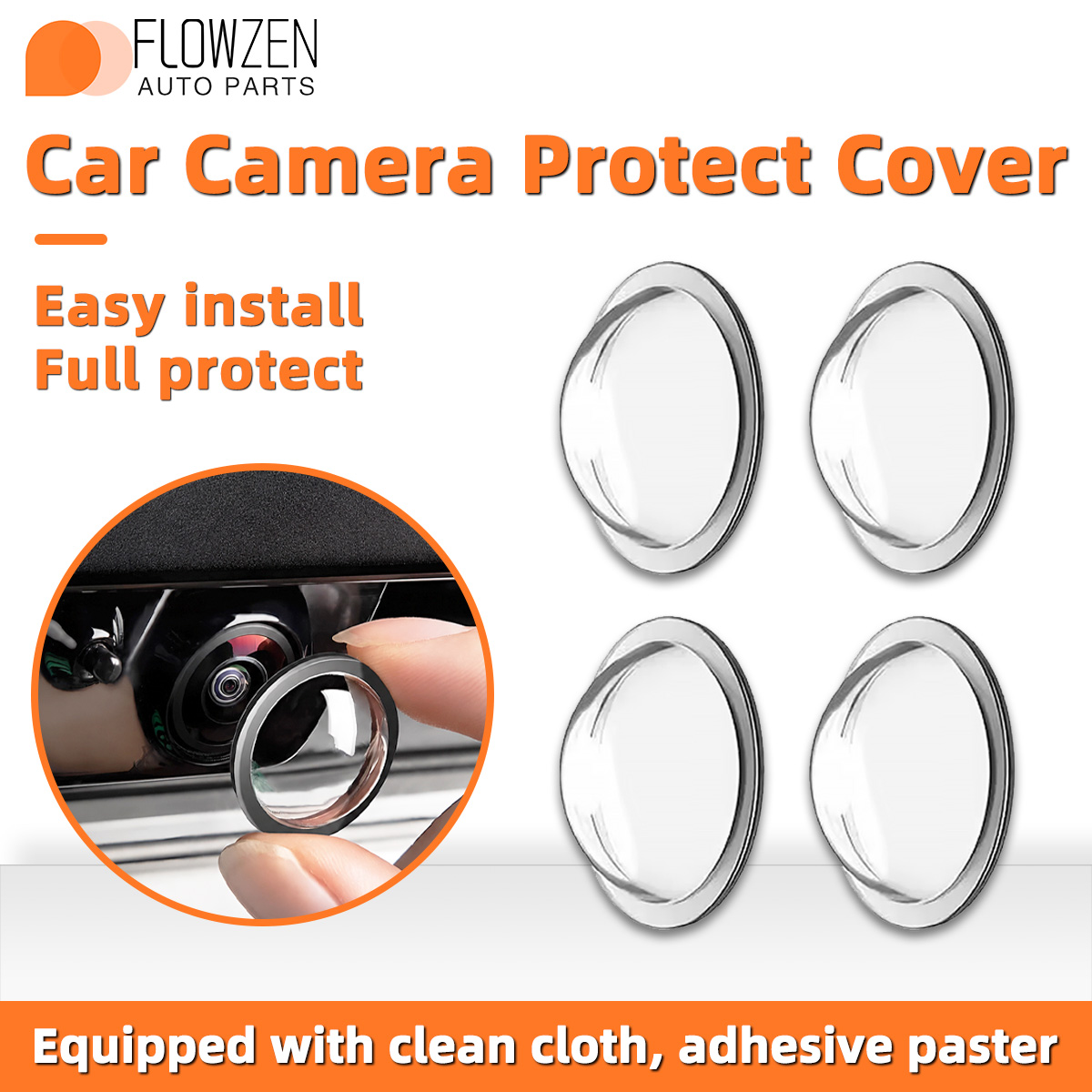 Dash Cam Mirror Backup Camera - Universeller 2/4-teiliger Autokamera-Objektivschutz 360-Grad-Panorama-Kamera-Objektiv Kratzfeste Wasserdichte