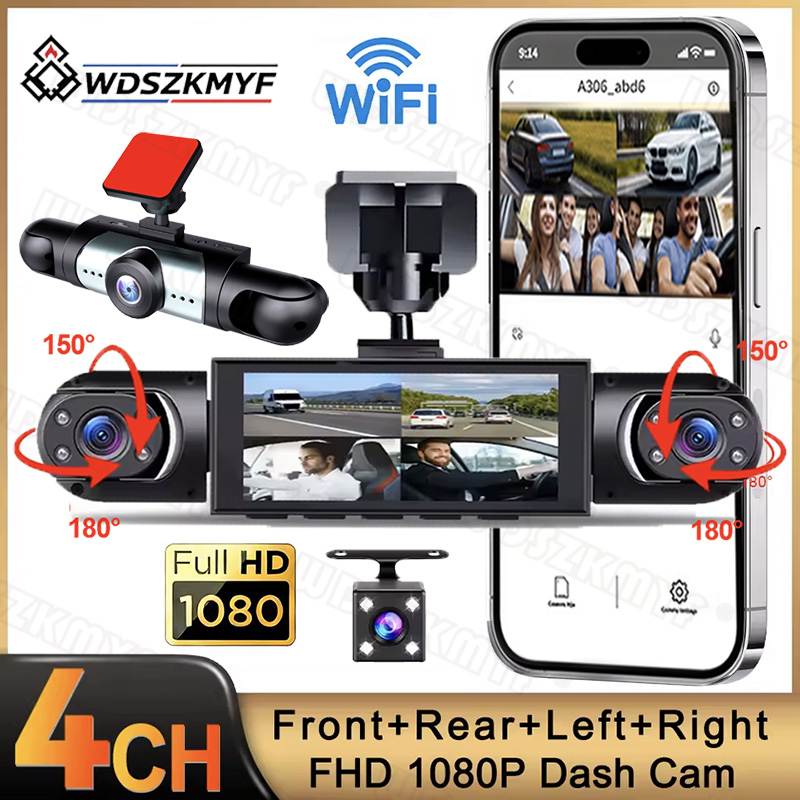 Dash Cam 360 Degree Panoramic - 4CH 360-Grad-Auto-DVR 1080P Videorekorder WIFI Dashcam