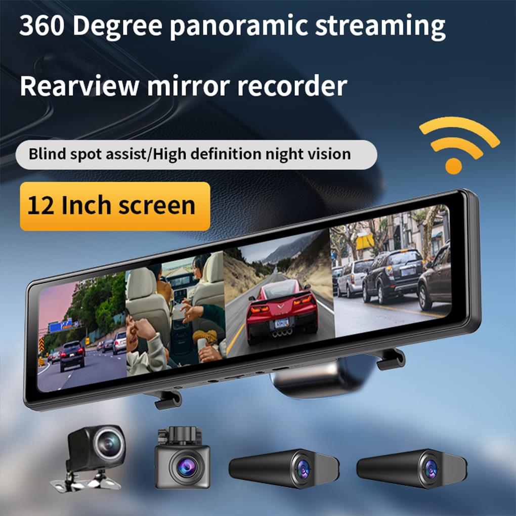 Dash Cam Rear View Mirror 12 Inch - 12 Zoll Rückansicht Dash Cam 1080p