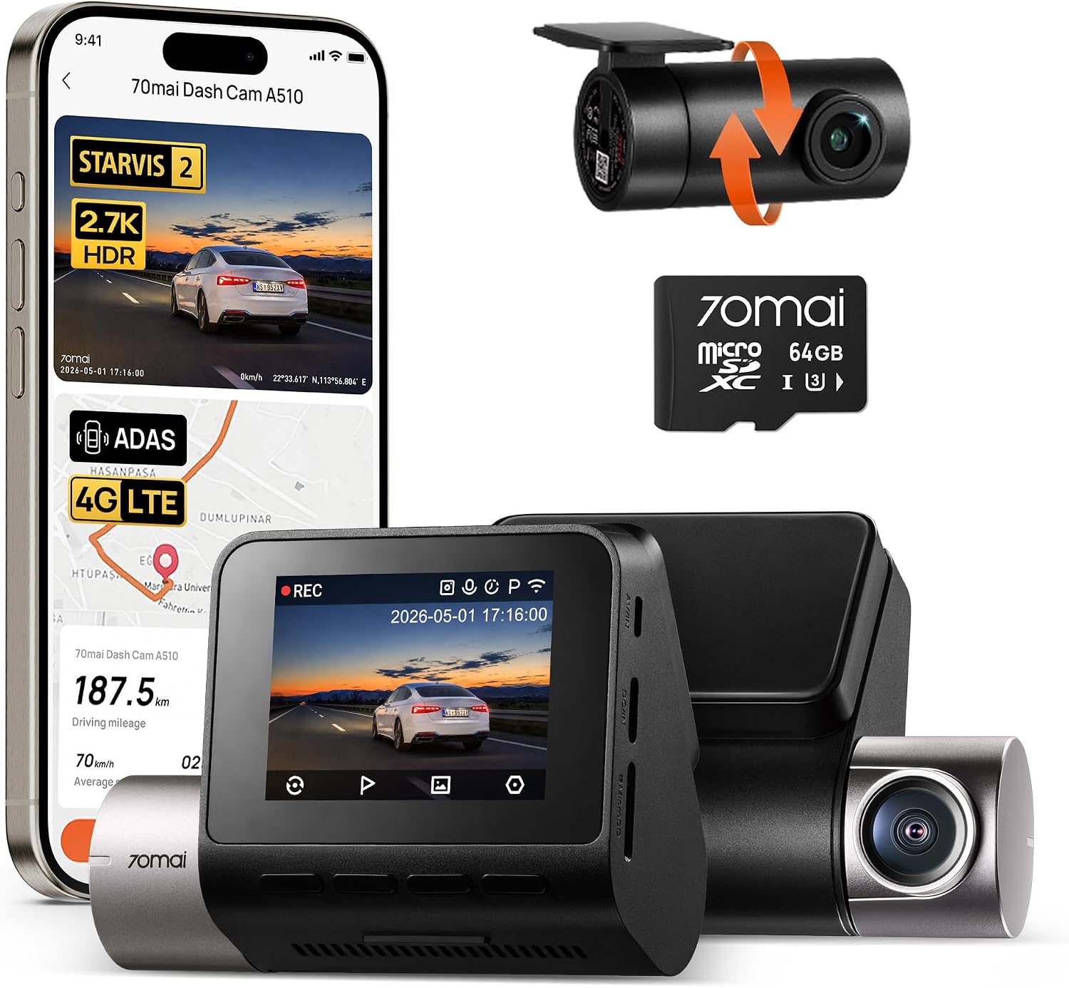 Dual Dash Cam With Gps Wifi - Duale Dashcam 1944P 1080P STARVIS 2