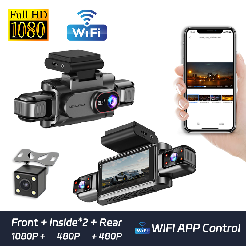 Dash Cam Night Vision Infrared - 4-Kanal-Dashcam 1080P Fahrtenschreiber WLAN Auto-DVR Vorne