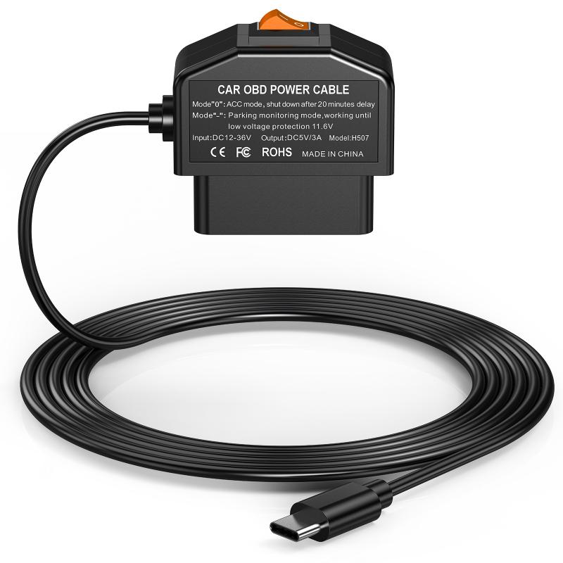 Dash Cam Hardwire Kit - 【CR】OBD-Hardwire-Stromversorgungsset für Dashcam mit Typ-C-Anschluss, Parkmodus-Unterstützung,