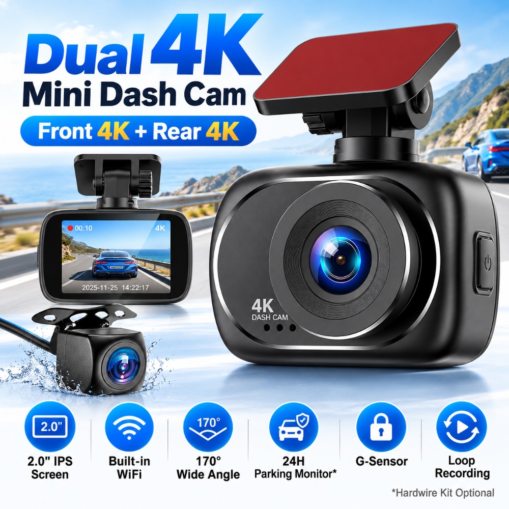 Dual Dash Cam With Gps Wifi - 4K Dashcam Vorne und Hinten Dual