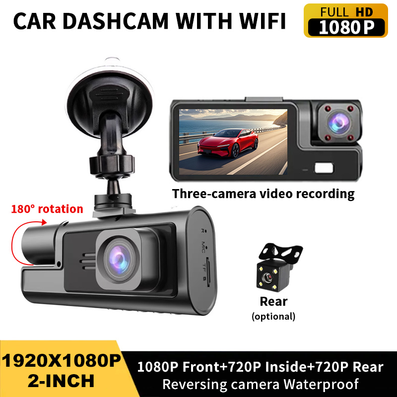 Dash Cam Night Vision Infrared - 3-Kamera 1080P Auto-DVR Dashcam mit WLAN