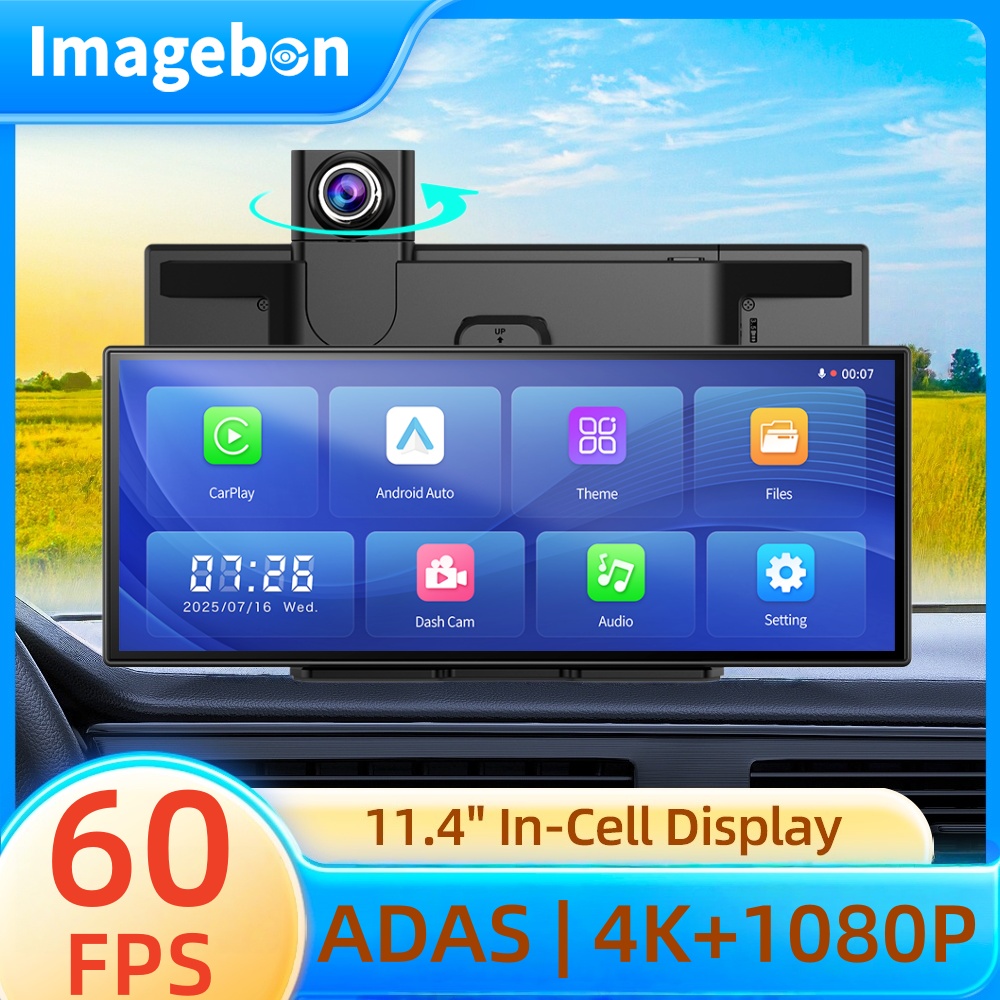 Dual Dash Cam With Gps Wifi - Imagebon 11,4′′ 4K ADAS Dashcam Wireless