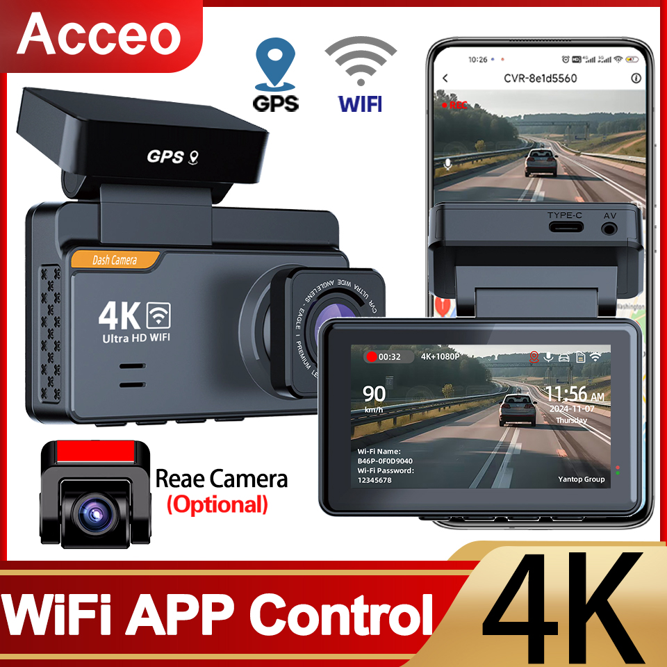 Dash Cam 4K Sony Starvis - 4K Auto-Dashcam Optional 1080P Rückfahrkamera Auto-DVR