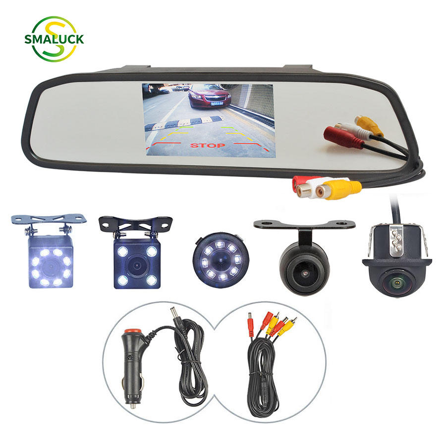 Dash Cam Mirror Backup Camera - SMALUCK 4,3-Zoll TFT LCD Bildschirm Auto-Rückspiegelmonitor
