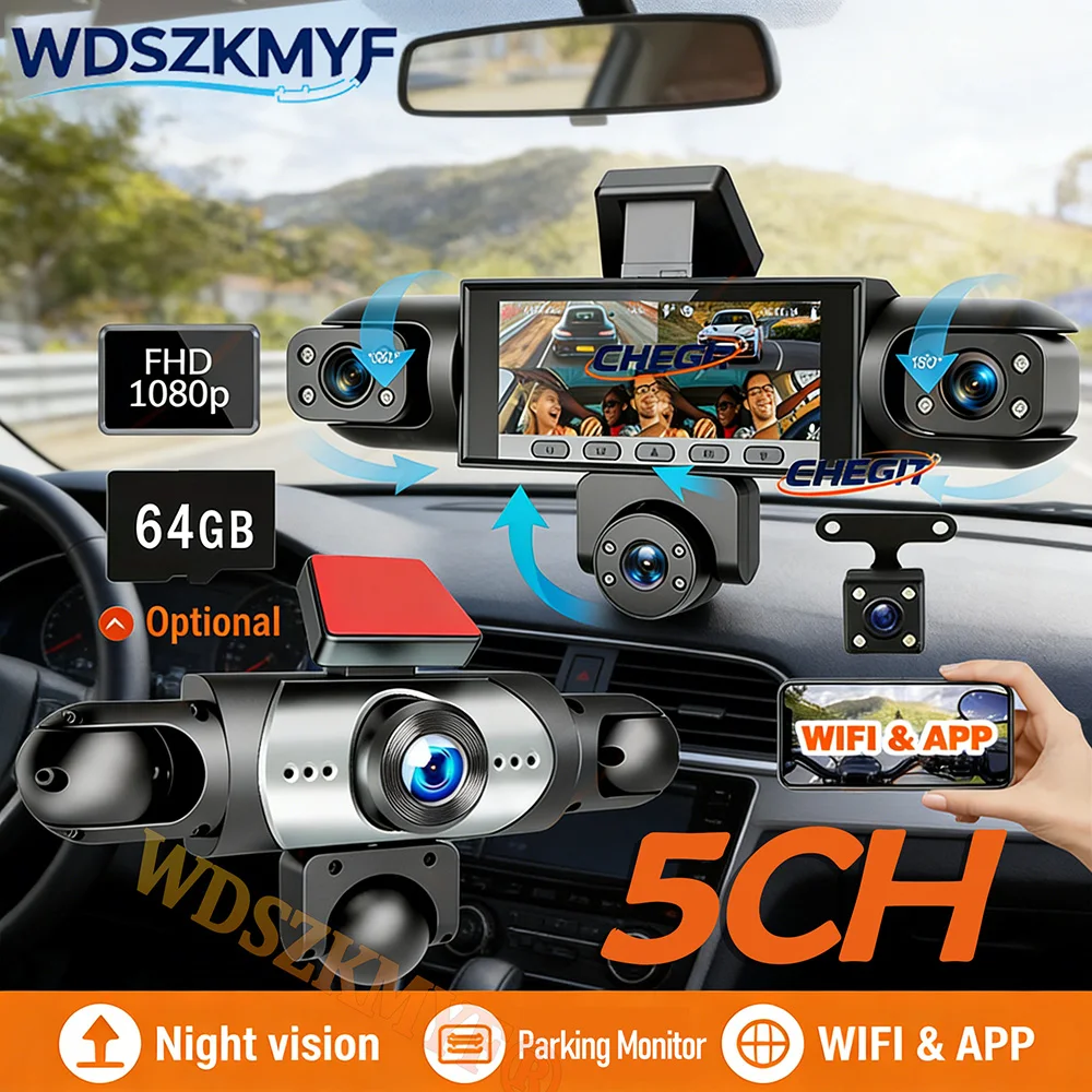 Neue 5-Linsen-Dashcam 360 °    – Dash Cam Mirror Backup Camera Bewertung und Preis