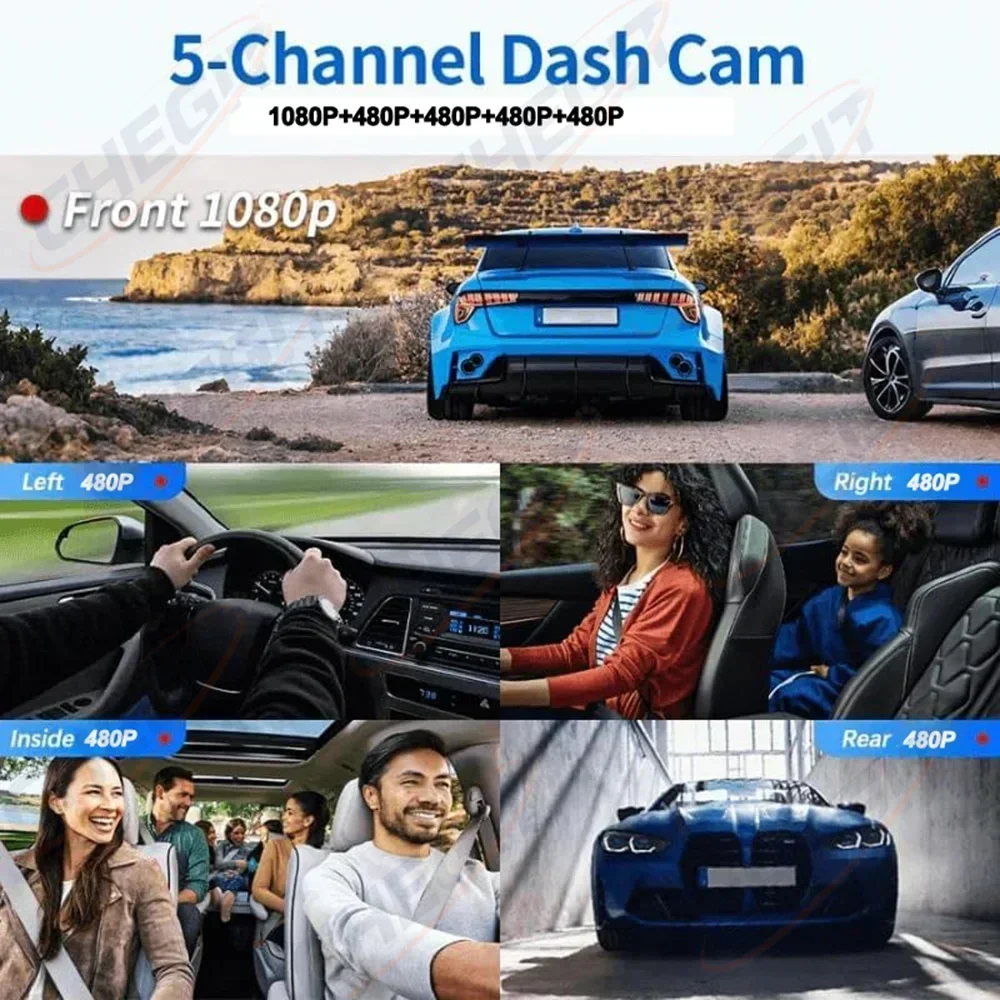 Neue 5-Linsen-Dashcam 360 °    – Dash Cam Mirror Backup Camera Bewertung und Preis