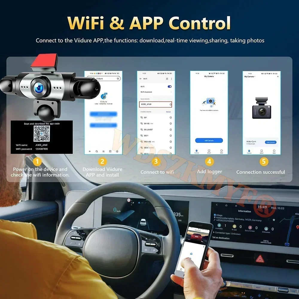 Neue 5-Linsen-Dashcam 360 °    – Dash Cam Mirror Backup Camera Bewertung und Preis