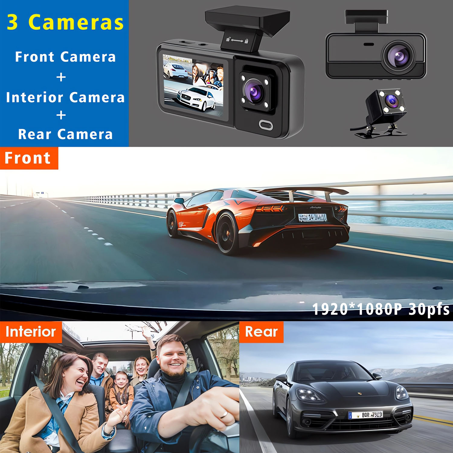 3-Kanal WLAN Auto DVR HD 1080P – Dash Cam 3 Channel 1080P Bewertung und Preis