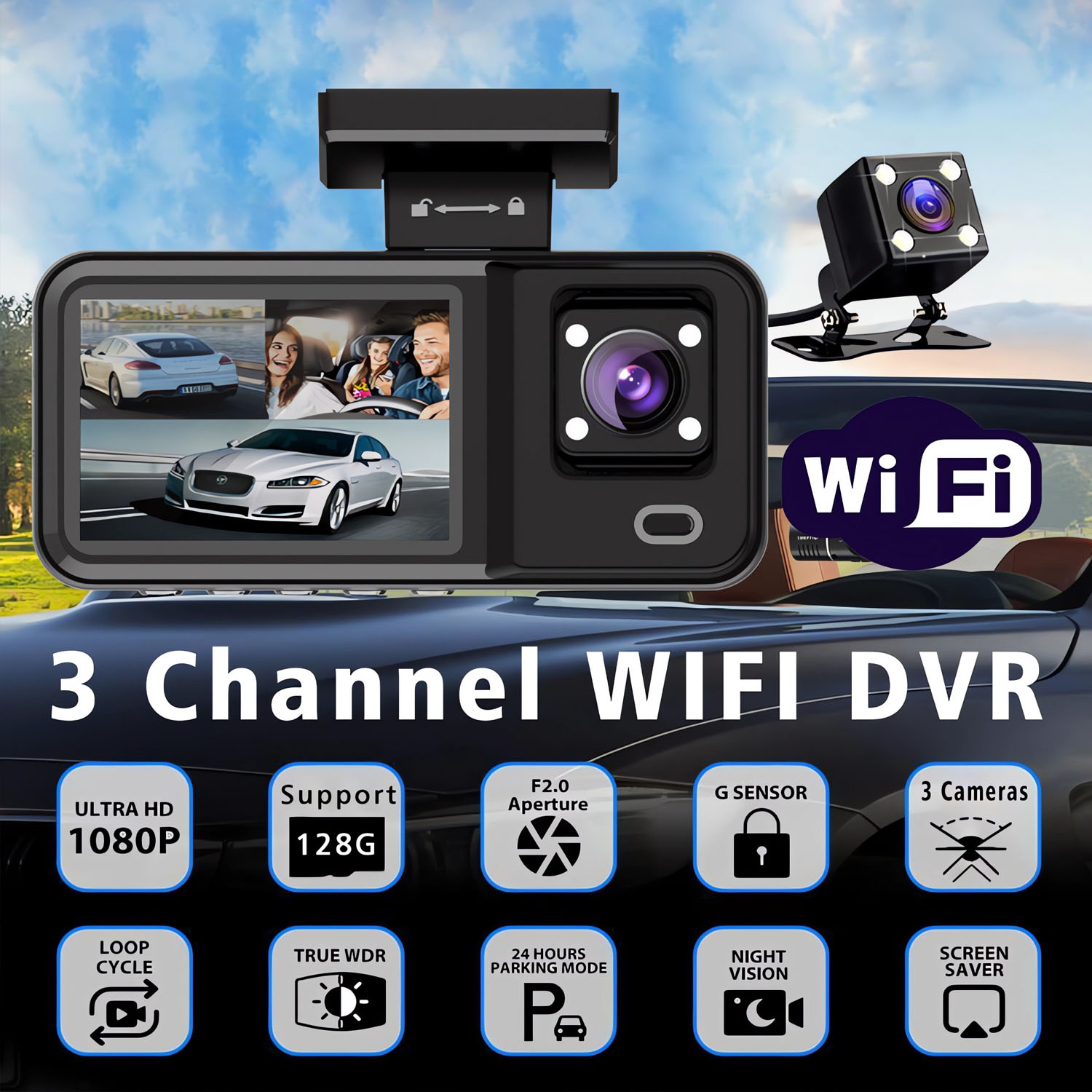 3-Kanal WLAN Auto DVR HD 1080P – Dash Cam 3 Channel 1080P Bewertung und Preis