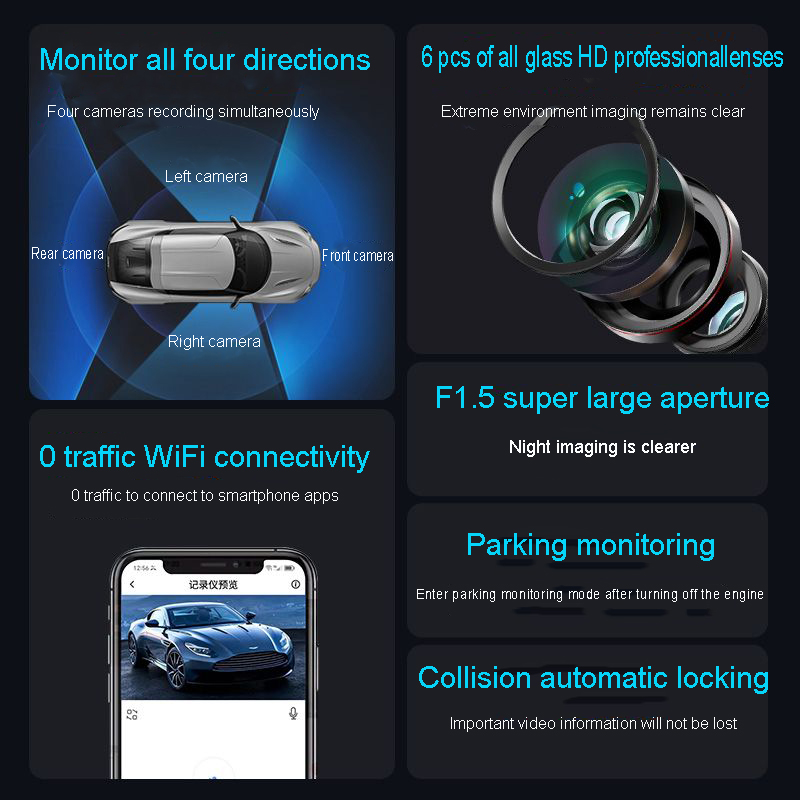 4-Kanal versteckte Dashcam mit – Dash Cam Front And Rear 4K Bewertung und Preis