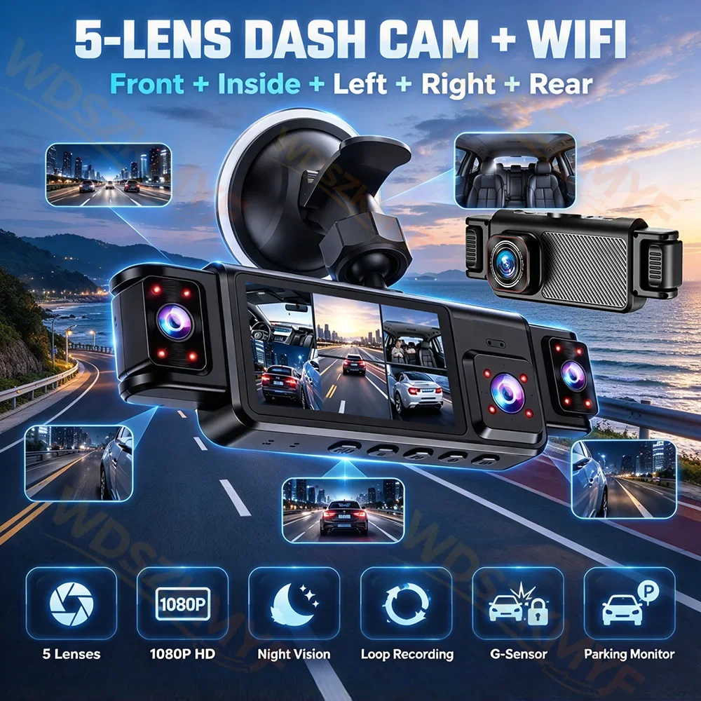 Neu 360 °   Auto-DVR 5-Kanal-W – Dash Cam Mirror Backup Camera Bewertung und Preis