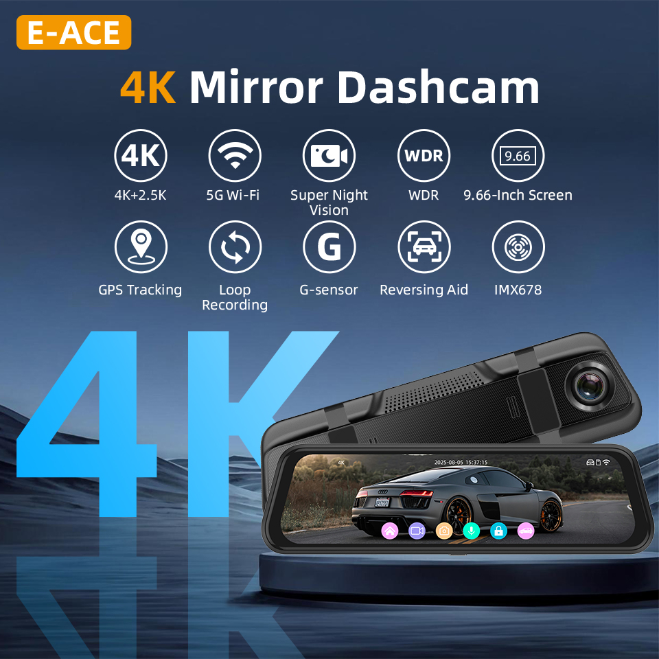 E-ACE 4K Dashcam 9.66 Spiegel- – Dash Cam 4K Sony Starvis Bewertung und Preis
