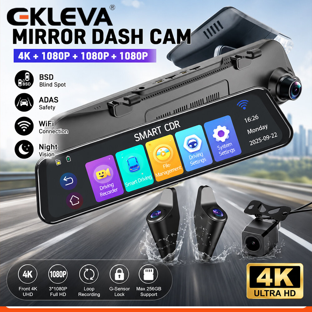 EKLEVA 12 Zoll 4K Super HD Rüc – Dash Cam Rear View Mirror 12 Inch Bewertung und Preis