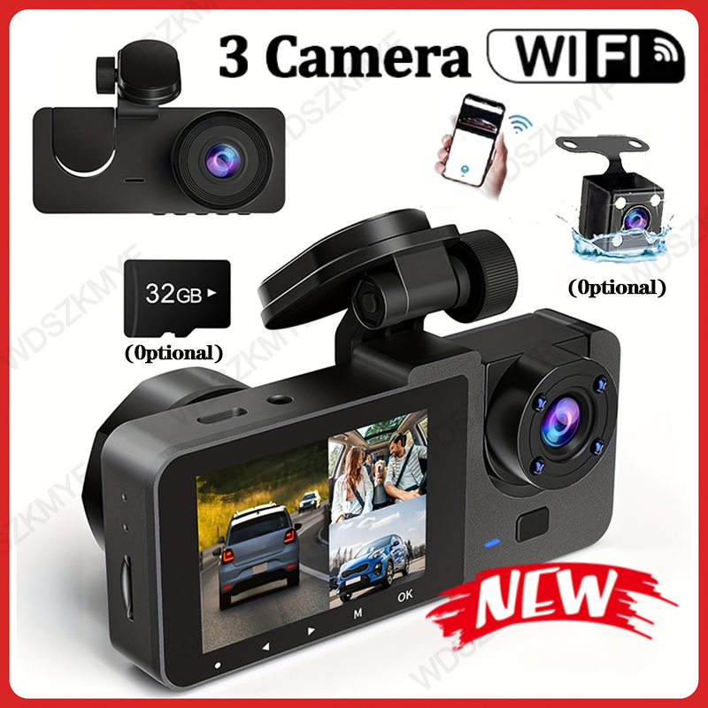 Dreifachobjektiv WiFi Dashcam  – Dash Cam 3 Channel 1080P Bewertung und Preis