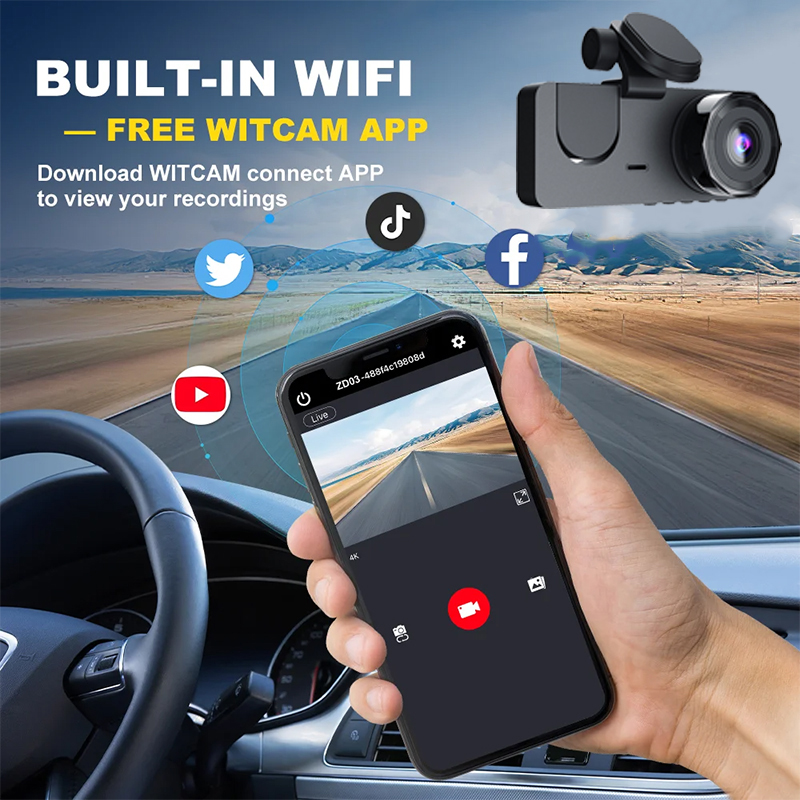 Dreifachobjektiv WiFi Dashcam  – Dash Cam 3 Channel 1080P Bewertung und Preis